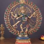 Brass Nataraja Statue | 25" x 21" x 5" | 15 kg | Dual Tone Finish | Dancing Shiva Cosmic Dance | Sacred Hindu Art | Jaipurio